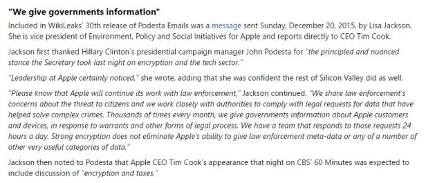 Apple provides US Government Information