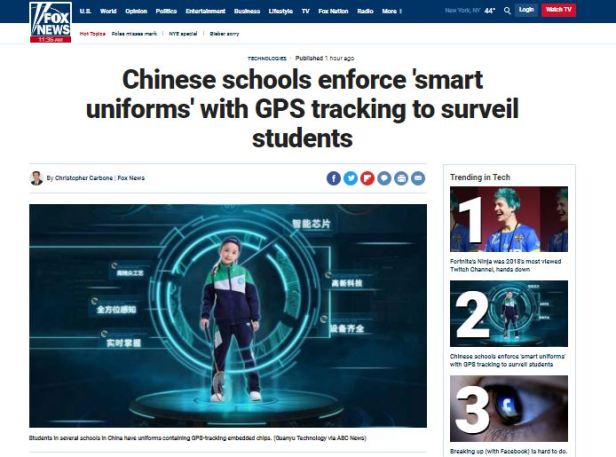 Chineses Smart Suits for Students GPS Tracking