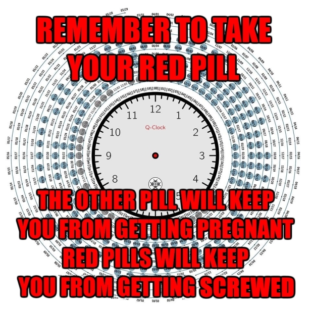 ! Remember to Take Your Red Pill QAnon Anon Q Clock SCREWED Red Pill Birth Control